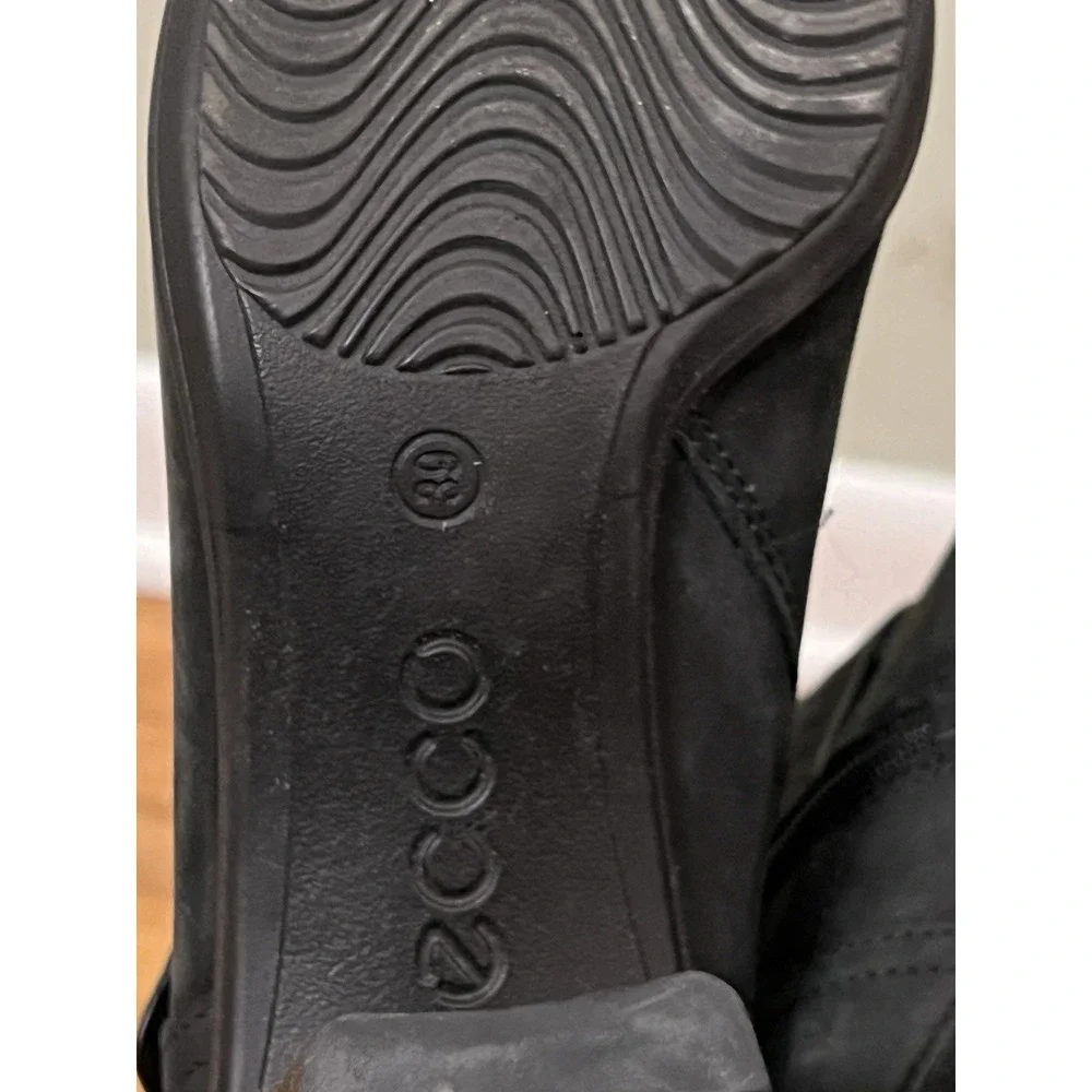Ecco Leather Ankle Booties Heel Black Women EU 39 Buckle Fall